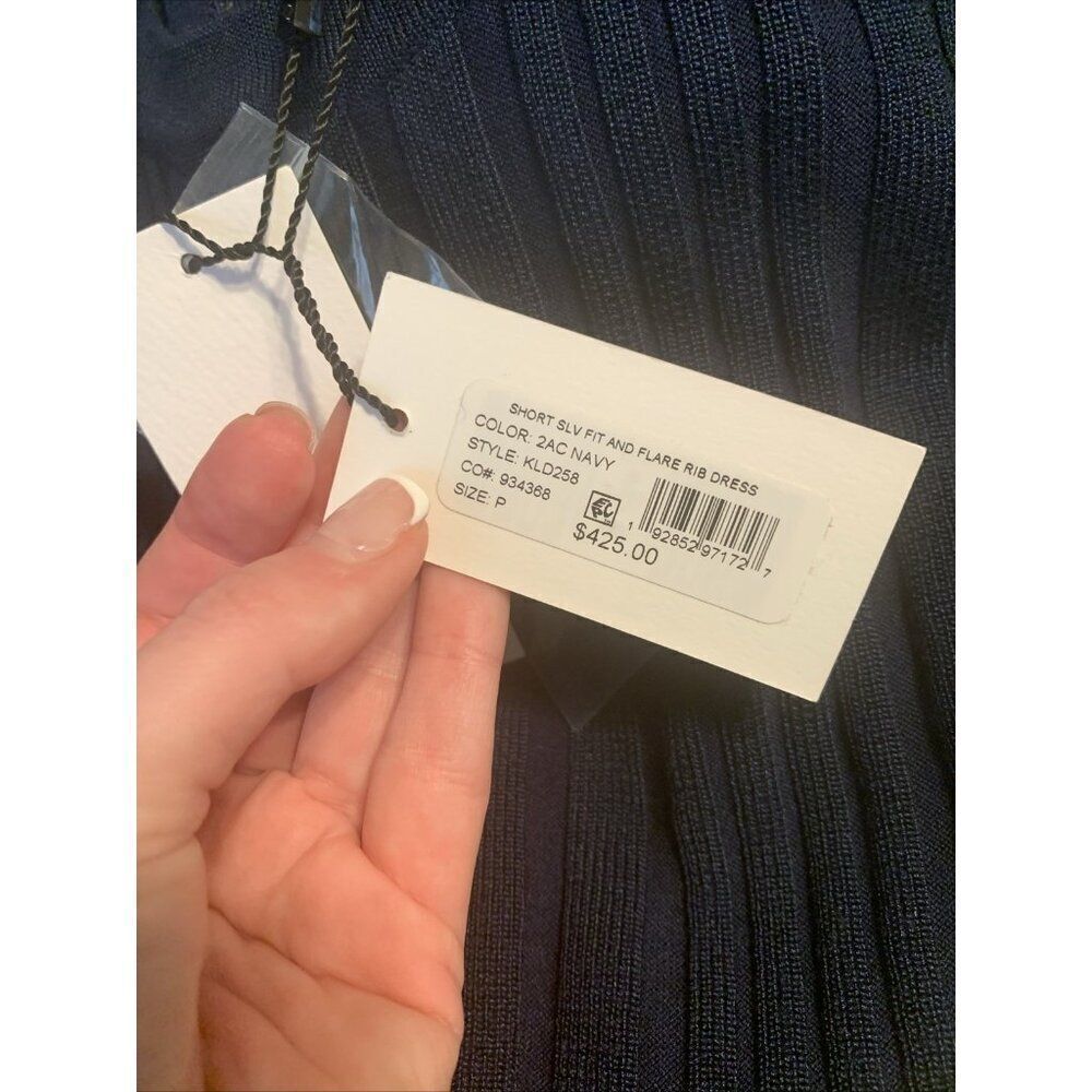 Milly New Authentic Solid Navy Blue Knit Short Sl… - image 7